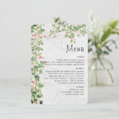 Roze Rose Oude Muur Stijl Dagboek Trouwen Menu (Staand voorkant)