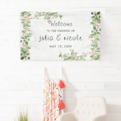 Roze Rose Oude Muur  Stijl Dagboek Trouwen Spandoek (Insitu)