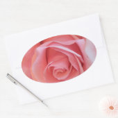 Roze Rose Ovale Sticker (Envelop)