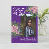 Roze Rose Paars Foto Afstuderen Aankondiging (Staand voorkant)