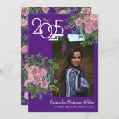 Roze Rose Paars Foto Afstuderen Aankondiging (Voorkant / Achterkant)