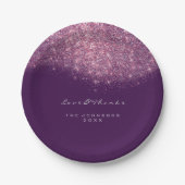 Roze Rose Paars Glitter Birthday 16th Wedding Papieren Bordje (Voorkant)