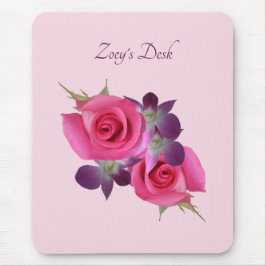 Roze Rose Paarse Orchidee Mousepad Naam Muismat