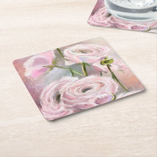 Roze Rose Paper Onderzetter (Schuin)