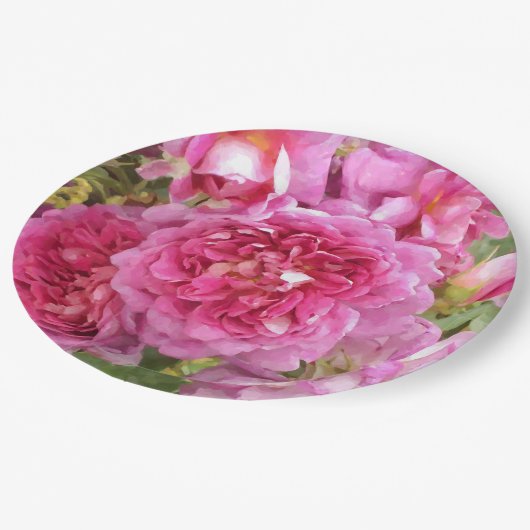 Roze Rose Papieren Bordje (Gekanteld)