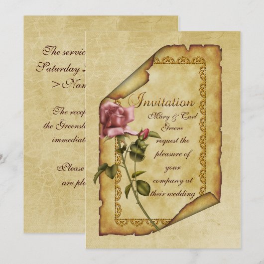 Roze Rose Parchment Kaart (Voorkant / Achterkant)