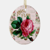  Roze Rose Paris Script  Keramisch Ornament (Rechts)