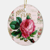 Roze Rose Paris Script  Keramisch Ornament (Links)