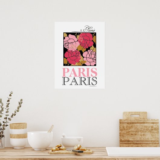 Roze Rose Paris Vintage Poster Frans (Keuken)