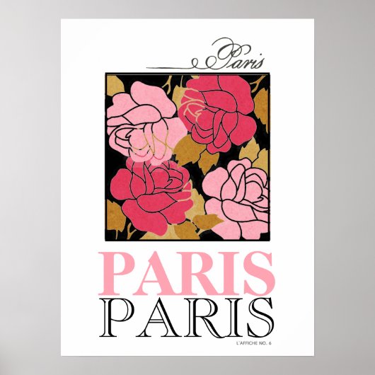 Roze Rose Paris Vintage Poster Frans (Voorkant)