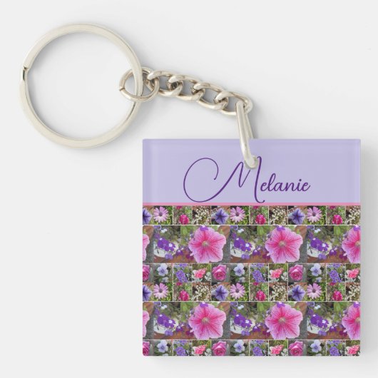 Roze Rose Penunia Daisy Flowers Floral Vrouwen Naa Sleutelhanger (voorkant)