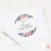 Roze Rose Peony Floral Sweet 16 Sticker (Envelop)