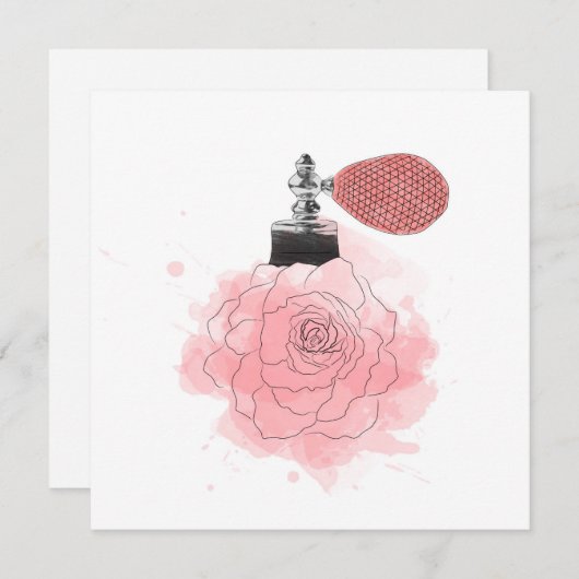 Roze Rose Perfume Feestdagenkaart (Voorkant / Achterkant)