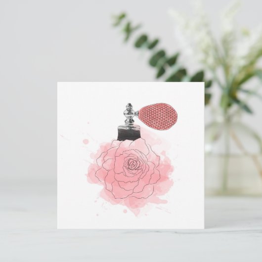 Roze Rose Perfume Feestdagenkaart (Staand voorkant)