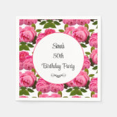 Roze Rose Personalized 50th Birthday Pary Servet (Voorkant)