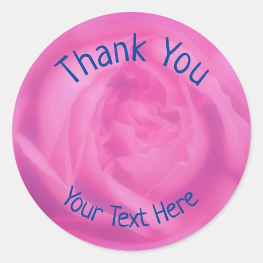 Roze Rose Petals Bloem Dank je wel gepersonaliseer Ronde Sticker (Voorkant)