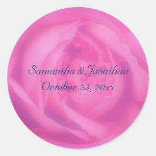 Roze Rose Petals Floral Wedding Speciaal Ronde Sticker
