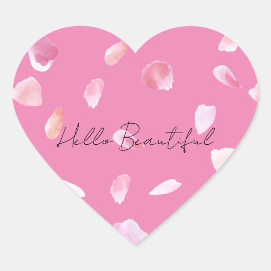 Roze Rose Petals Hart Sticker (Voorkant)