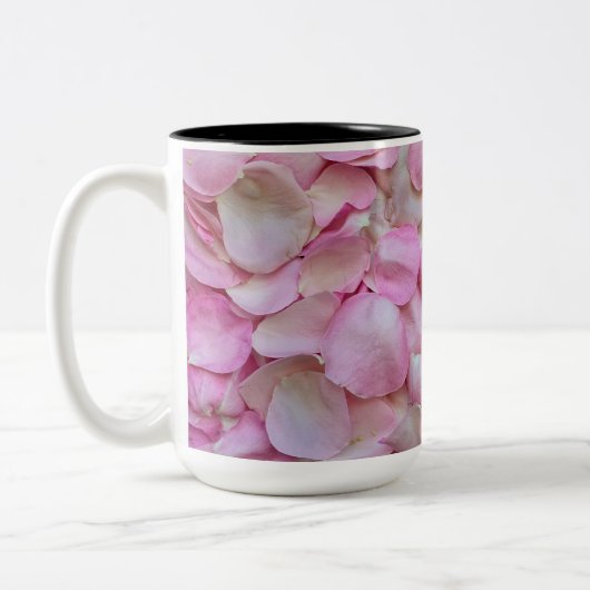 Roze Rose Petals Tweekleurige Koffiemok (Links)