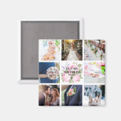 Roze Rose Photo Collage Magnet Wedding Favor (Voorkant / Achterkant)