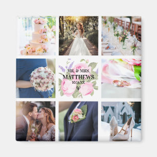 Roze Rose Photo Collage Magnet Wedding Favor