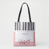 Roze Rose Piano Music Canvas tassen (Voorkant)