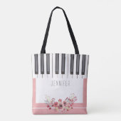 Roze Rose Piano Music Canvas tassen (Achterkant)
