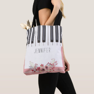 Roze Rose Piano Music Canvas tassen