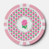 Roze Rose Poker Chips Voor Verjaardagen (Voorkant)