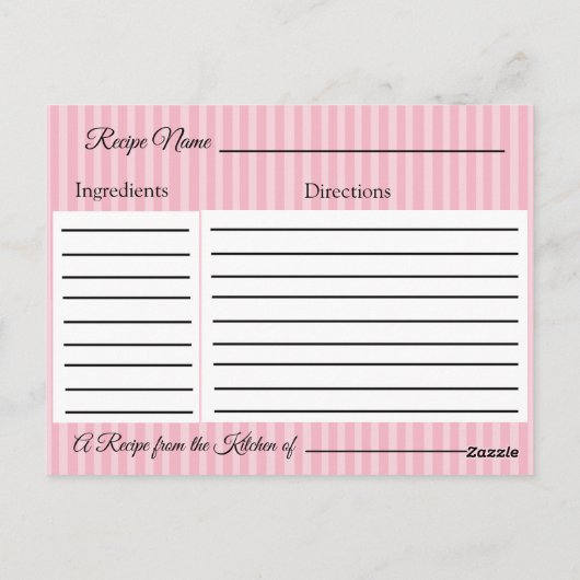 Roze Rose Polka Dot Recipe Kaart (Achterkant)