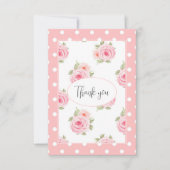 Roze Rose Polkadot Waterverf Bedankkaart (Voorkant)