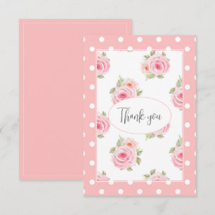 Roze Rose Polkadot Waterverf Bedankkaart