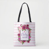 Roze Rose & Poppy Floral Bouquet Bridesmaid Tote Bag (Voorkant)