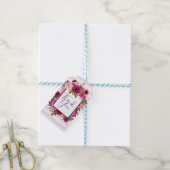 Roze Rose & Poppy Floral Bouquet Dank je Cadeaulabel (Met Touw)