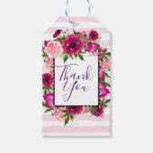 Roze Rose & Poppy Floral Bouquet Dank je Cadeaulabel (Voorkant)