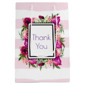 Roze Rose & Poppy Floral Bouquet Dank je Medium Cadeauzakje (Achterkant)