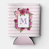 Roze Rose & Poppy Floral Bouquet Monogram Blikjeskoeler (Voorkant)
