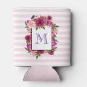 Roze Rose & Poppy Floral Bouquet Monogram Blikjeskoeler (Achterkant)