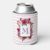 Roze Rose & Poppy Floral Bouquet Monogram Blikjeskoeler (Blikje Achterkant)