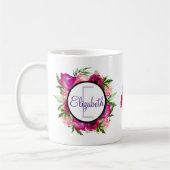 Roze Rose & Poppy Floral Bouquet Monogram Koffiemok (Links)