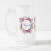 Roze Rose & Poppy Floral Bouquet Monogram Matglas Bierpul (Links)