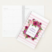 Roze Rose & Poppy Floral Bouquet op roze strepen Planner (Display)