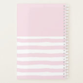 Roze Rose & Poppy Floral Bouquet op roze strepen Planner (Achterkant)