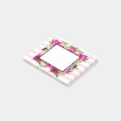 Roze Rose & Poppy Floral Bouquet op roze strepen Post-it® Notes (Schuin)