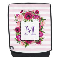 Roze Rose & Poppy Floral Bouquet op roze strepen
