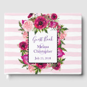 Roze Rose & Poppy Floral Bouquet Wedding Gastenboek (Voorkant)