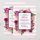 Roze Rose & Poppy Floral Bouquet Wedding Kaart (Voorkant / Achterkant)