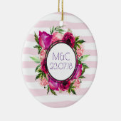 Roze Rose & Poppy Floral Bouquet Wedding Keramisch Ornament (Rechts)