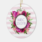 Roze Rose & Poppy Floral Bouquet Wedding Keramisch Ornament (Links)