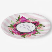 Roze Rose & Poppy Floral Bouquet Wedding Papieren Bordje (Gekanteld)